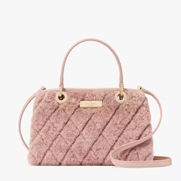 Kate Spade Carey Faux Fur Small Sullivan Satchel Rose Smoke